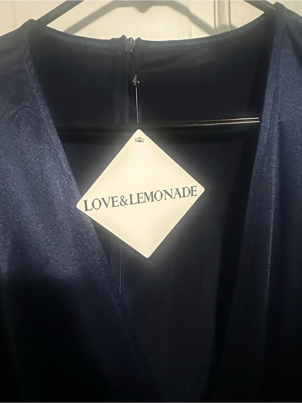 Navy V-Neck Midi Dress